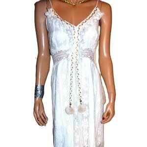 Cupshe Boho White Lace Sheer Midi Dress XL NWT